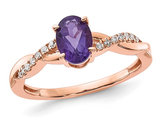 3/4 Carat (ctw) Amethyst Ring in 14K Rose Pink Gold with Diamonds